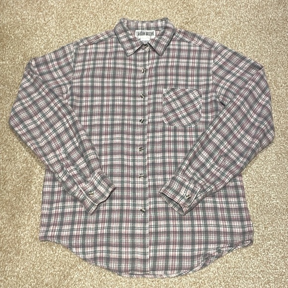 Lauren Brooke 100% Cotton Soft Brushed Pink/Purple/Grey Flannel Button Up Shirt - Picture 3 of 11